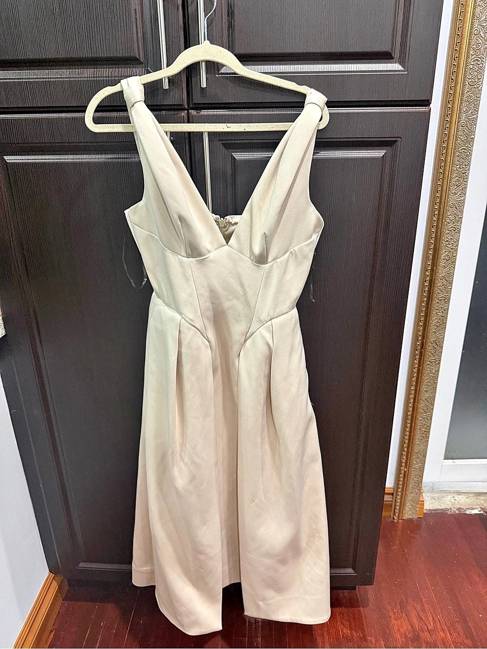 House of CB Paloma Satin Midi Dress Cream
